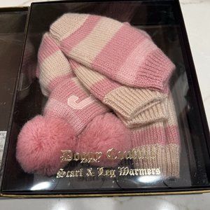 Juicy Couture Doggie Couture Striped Leg Warmers + Dog Scarf Pink